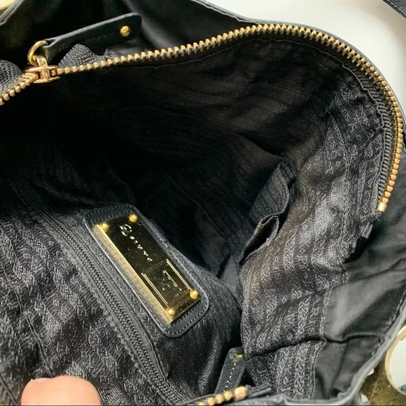 JPK Paris 75 Nylon Shoulder Bag Purse Black Gold Hardware - Picture 7 of 12